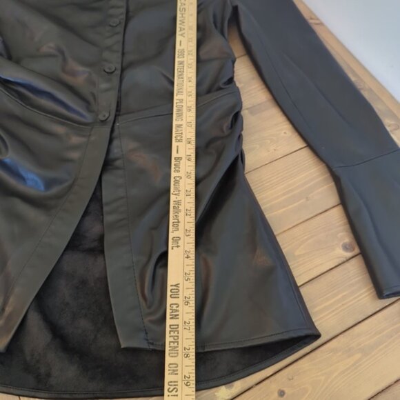Zara Black Faux Leather Fitted Long Shirt NWOT - Picture 12 of 14